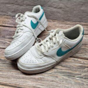 Nike Court Vision Low top white and teal mens 9.5